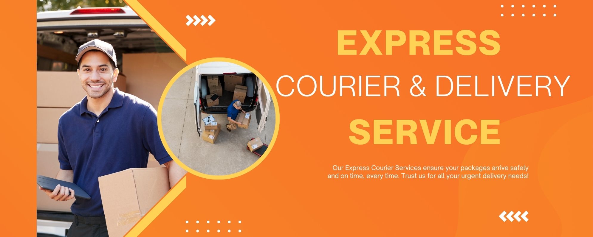 Orange Modern Express Courier Services Facebook Post